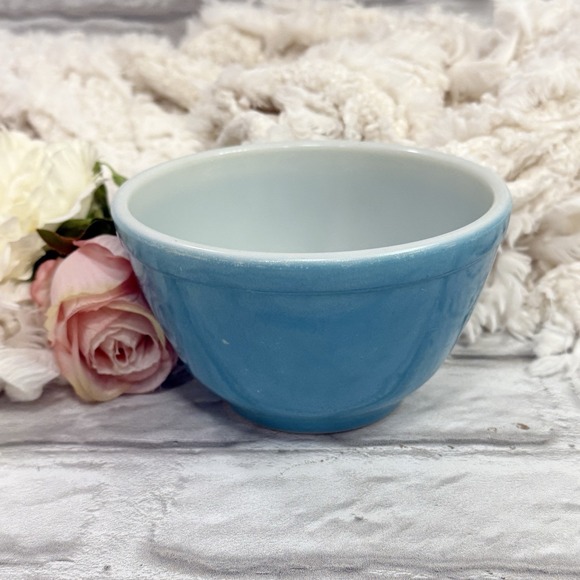 Pyrex Other - Vtg 1940's PYREX Primary Color Mixing Bowl Blue Milk Glass Thick Wall 1.5pt Bowl